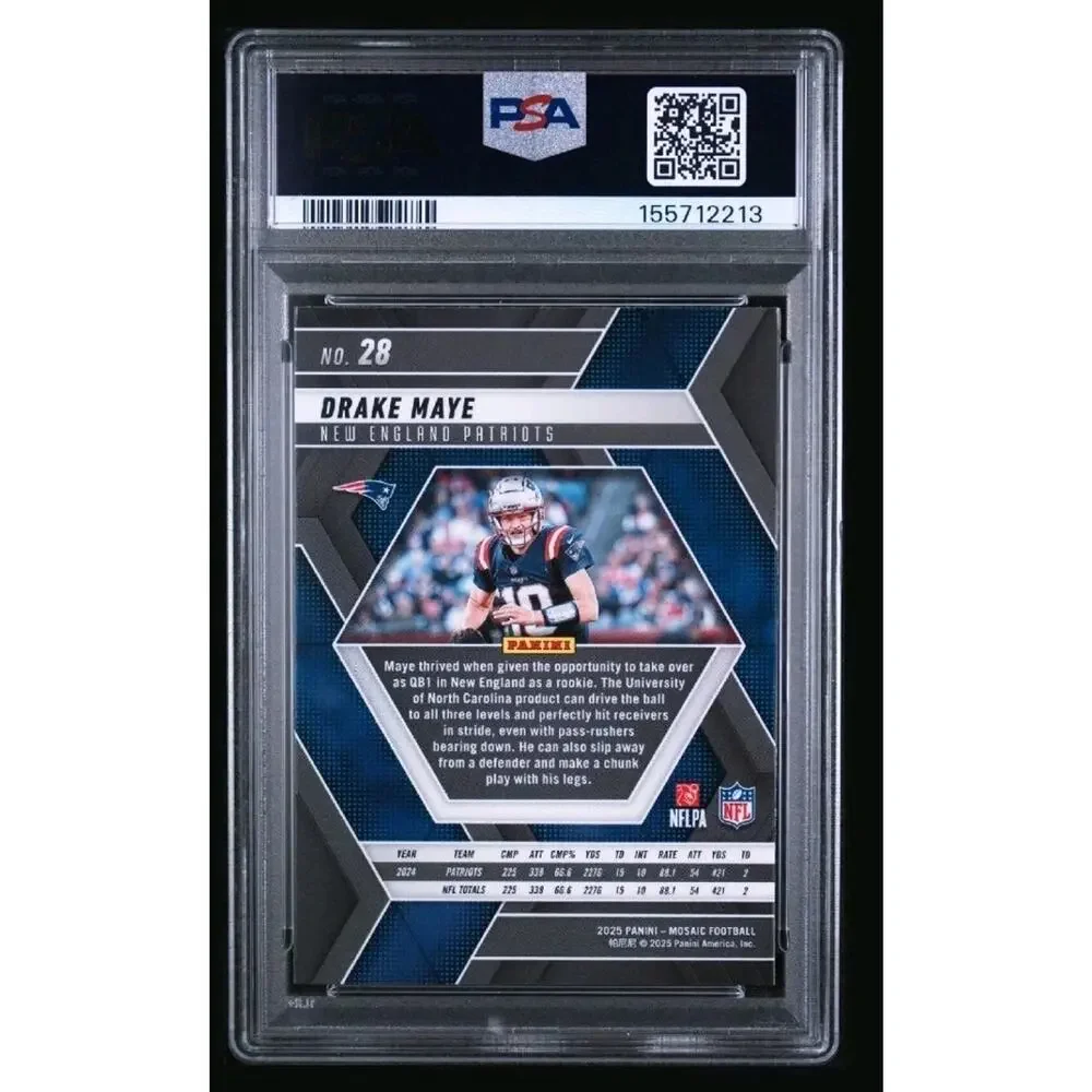 2025 PANINI MOSAIC #28 DRAKE MAYE PSA 10 Gem Mint New England Patriots Football